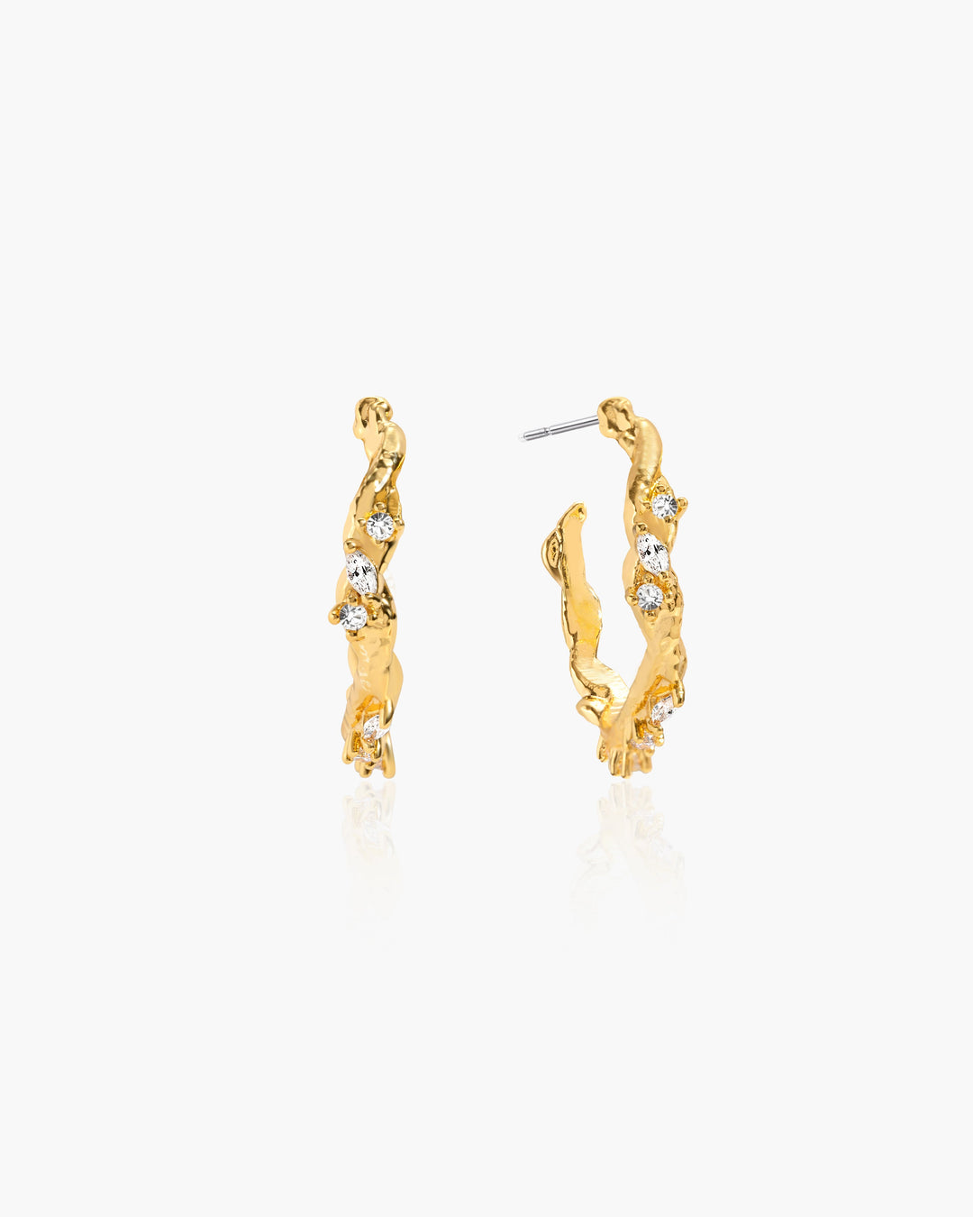 Moonlit Ivy Hoops Earrings in Silver