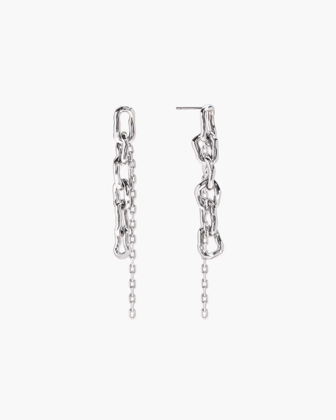 Molten Dual Chain Drop Earrings in Gold