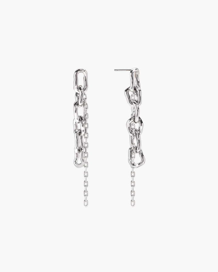 Molten Dual Chain Drop Earrings in Gold