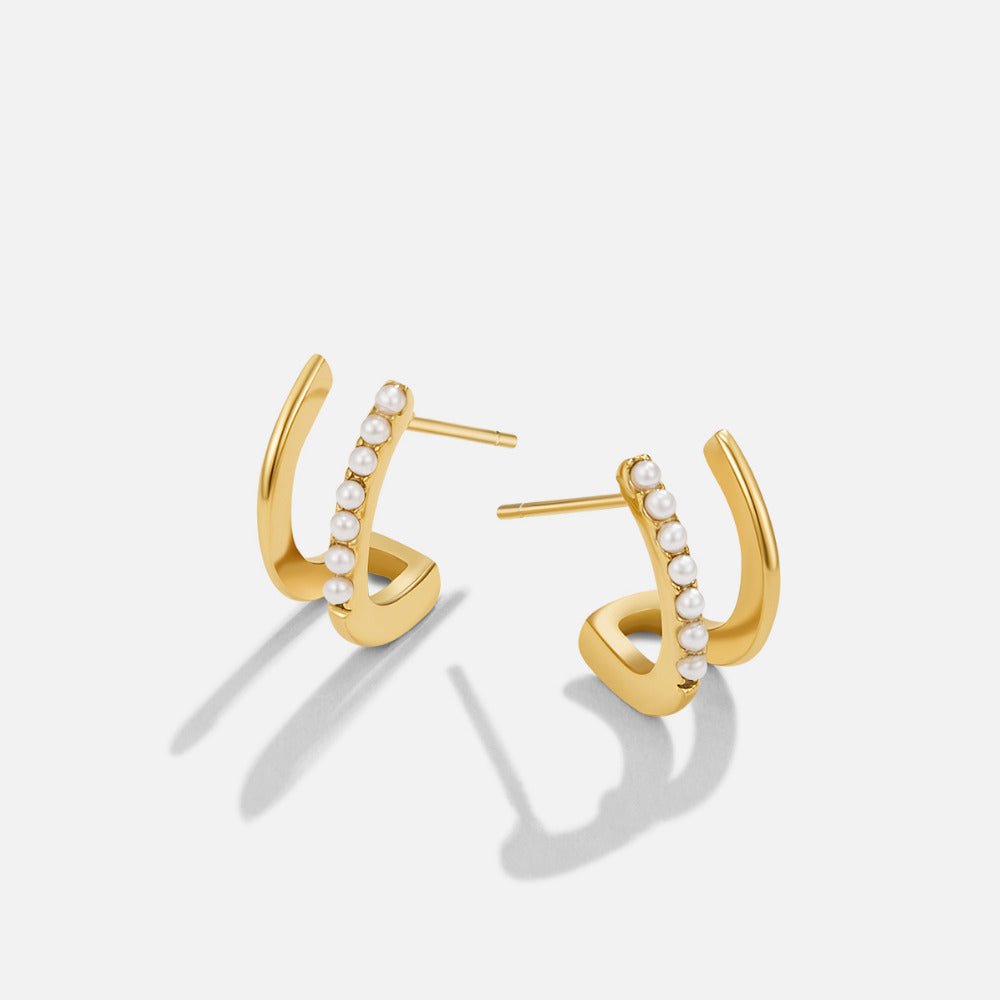 Gold & Pearl Claw Earrings