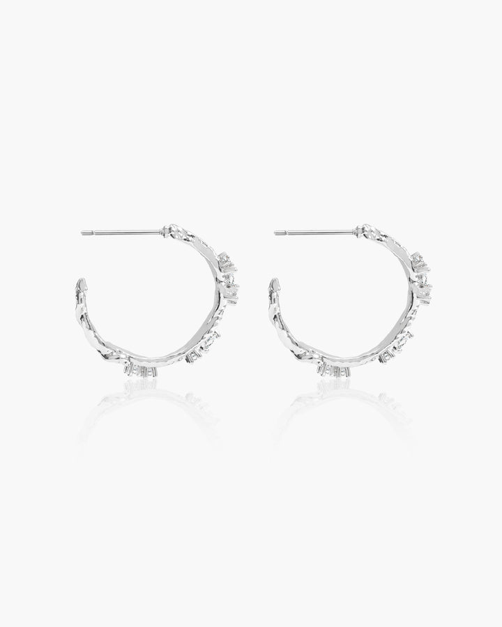 Moonlit Ivy Hoops Earrings in Silver