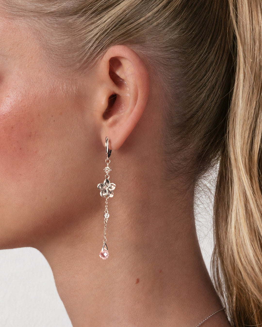 Petal Drop Earrings in Silver