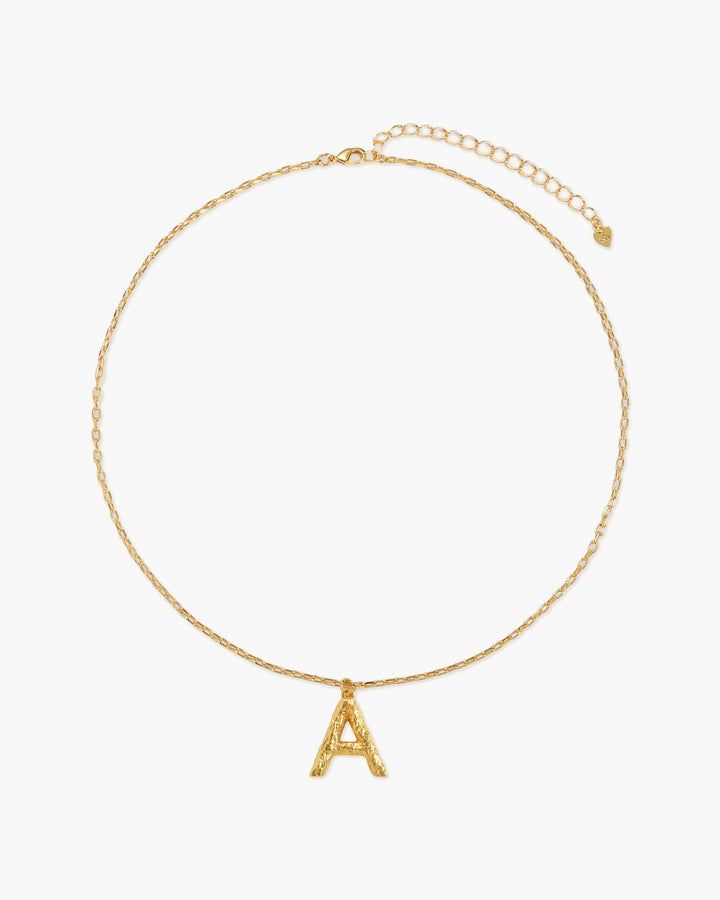 Textured Initial Letter Necklace