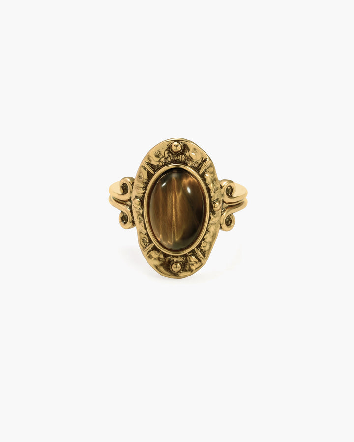 Lunar Veil Moss Agate Ring