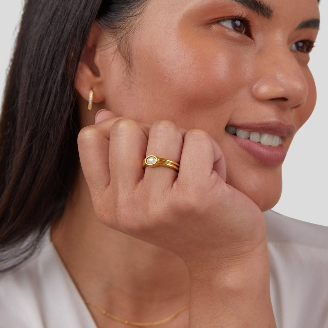 Chunky Pearl Gold Ring