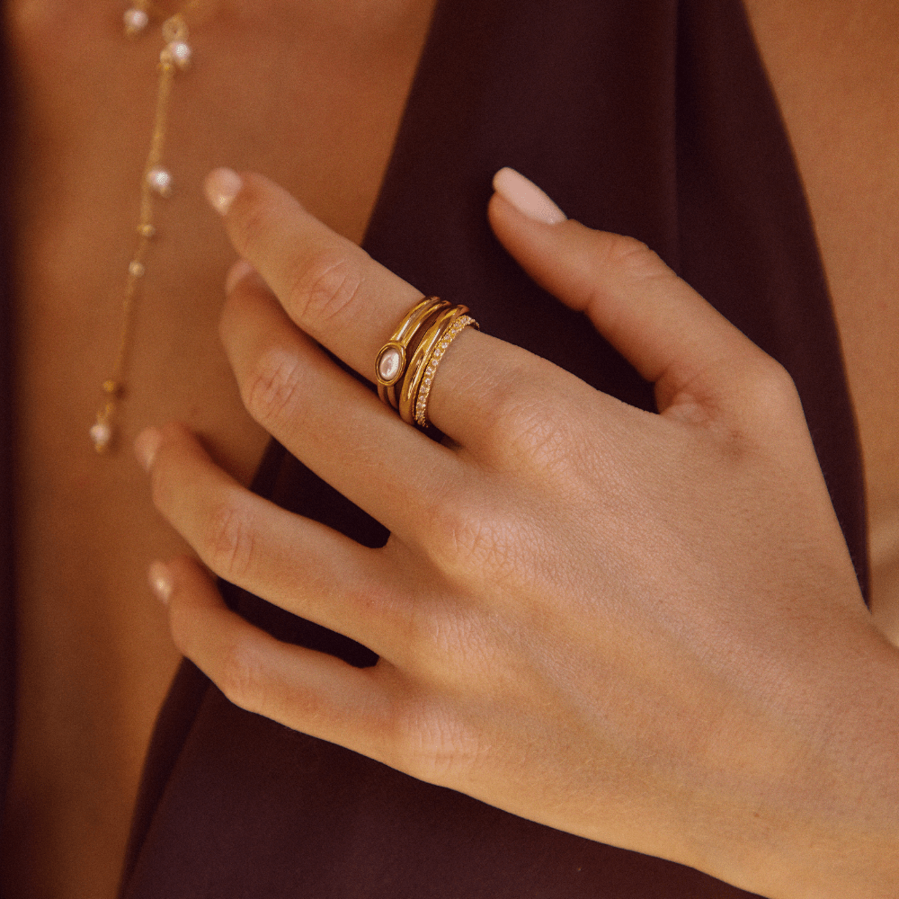 Chunky Pearl Gold Ring