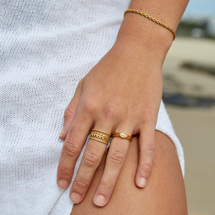 Chunky Pearl Gold Ring