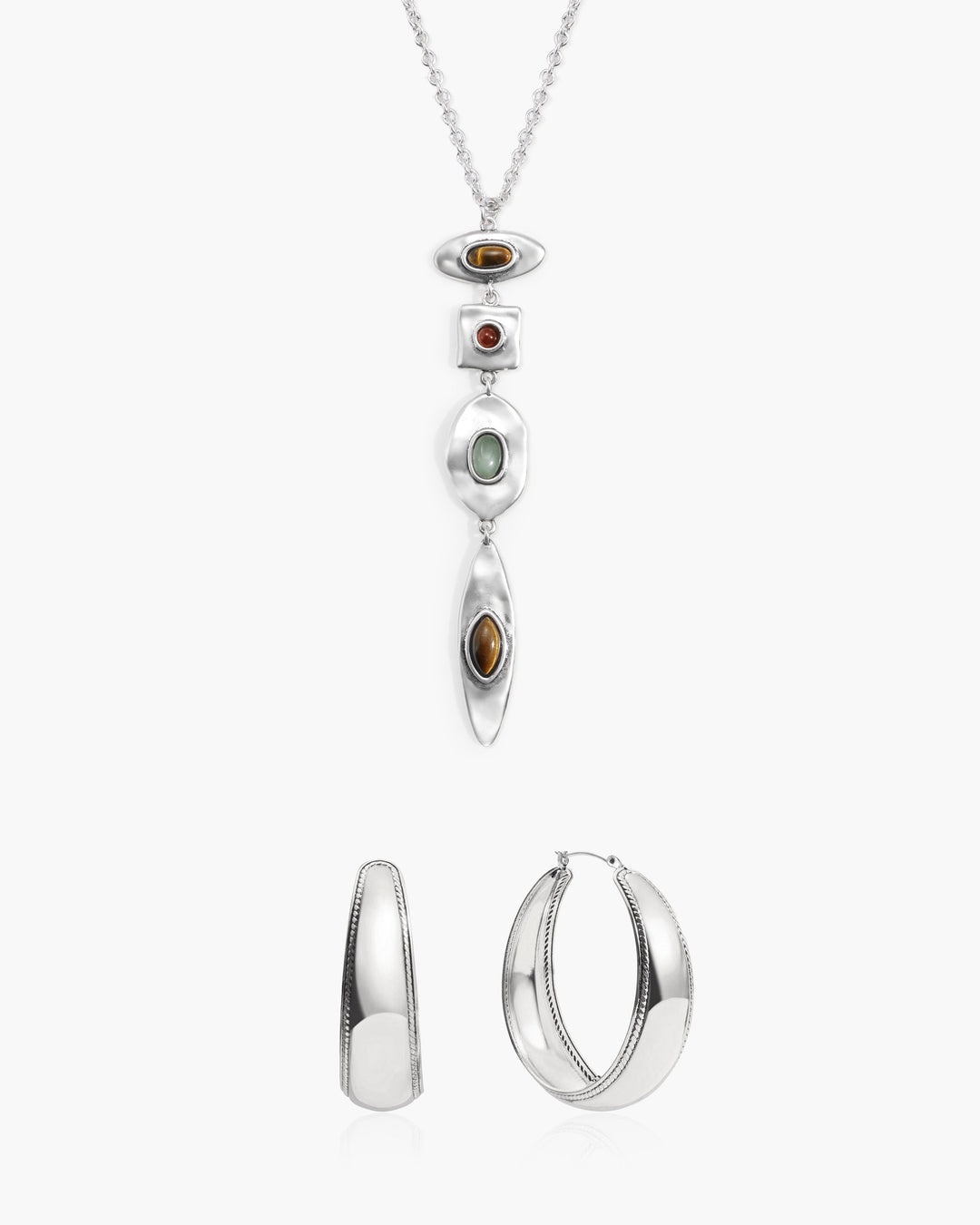 Petra Multi-Stone Drop Necklace in Gold