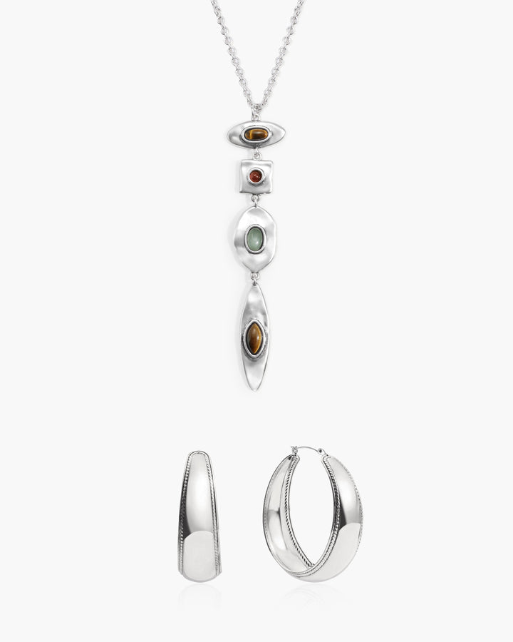 Petra Multi-Stone Drop Necklace in Gold