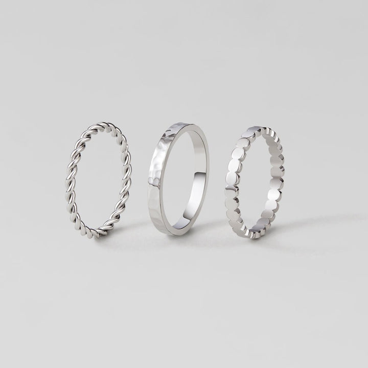Hella Silver Stacked Ring Set