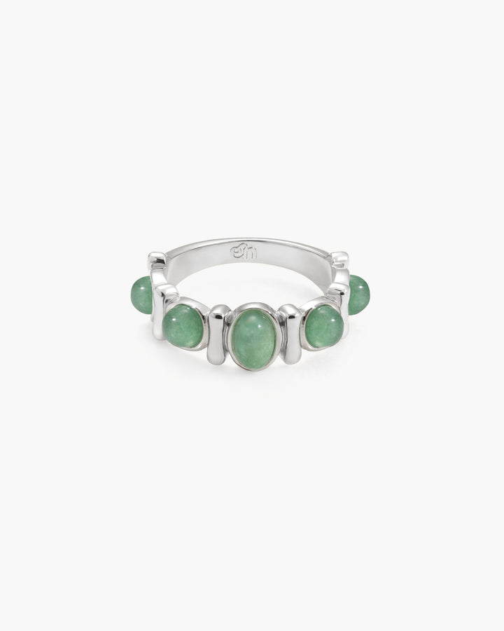 Green Aventurine Band Ring in Silver