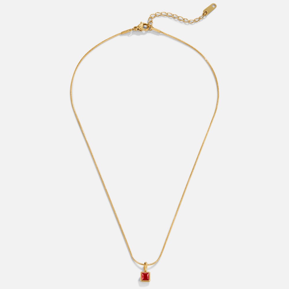 Square Pendant Birthstone Necklace
