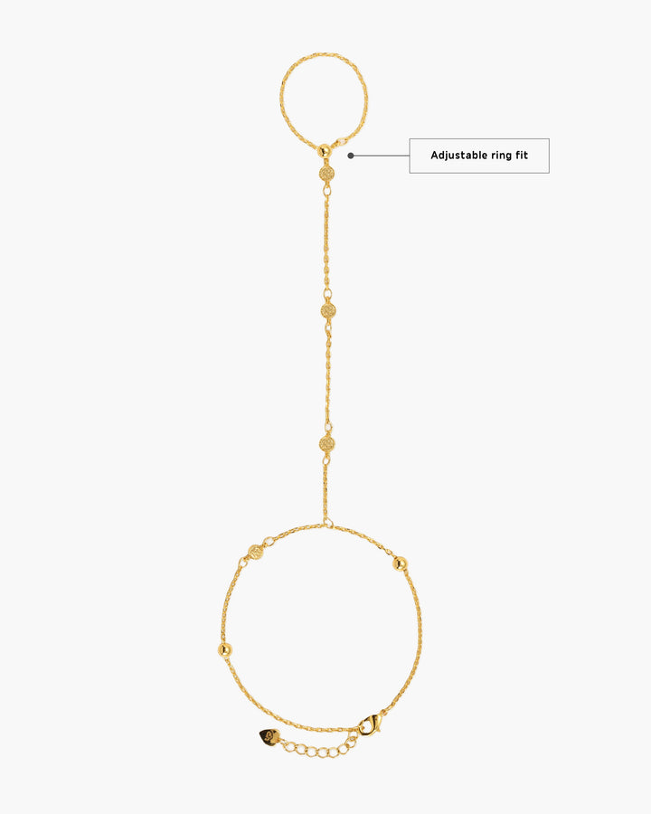 Golden Hojas Coin Hand Chain Bracelet