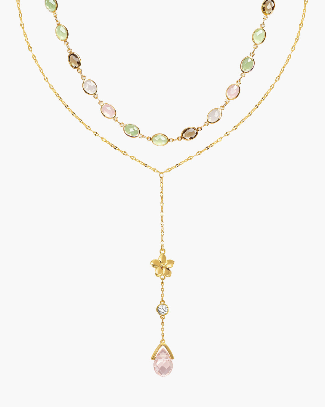 Petal Lariat Necklace in Silver