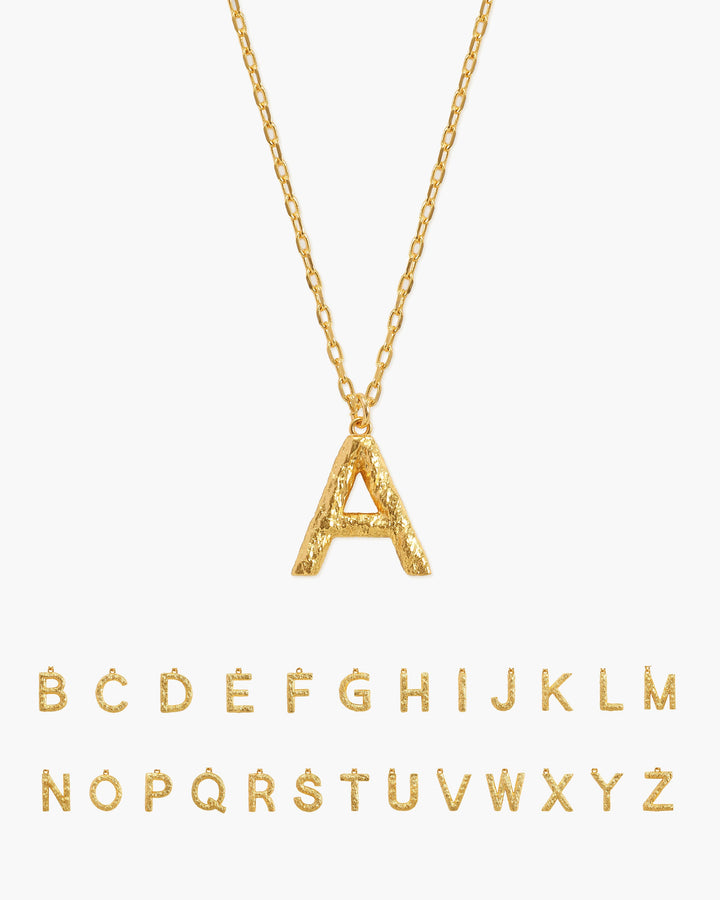 Textured Initial Letter Necklace
