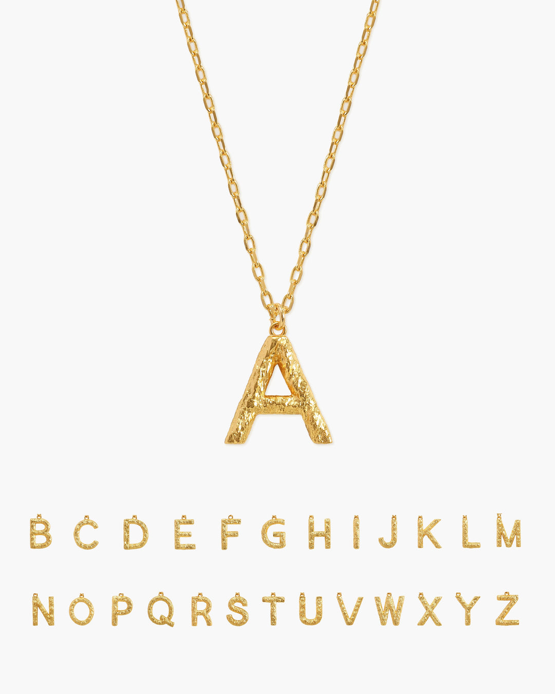 Textured Initial Letter Necklace in Silver